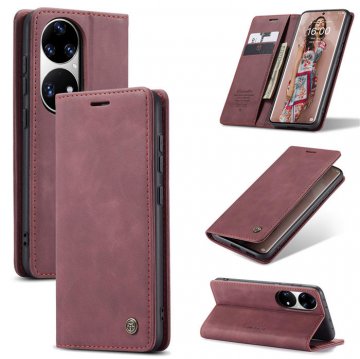 CaseMe Huawei P50 Pro Slim Wallet Kickstand Case Red