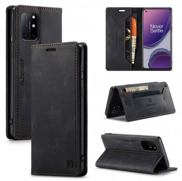 Autspace OnePlus 8T Wallet Kickstand Magnetic Case Black
