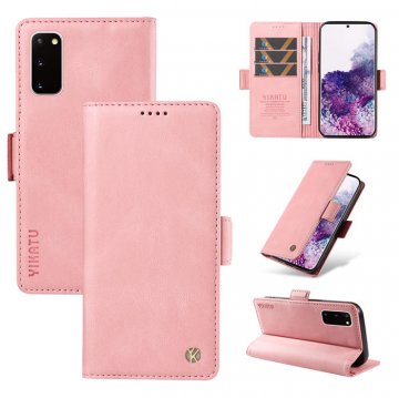 YIKATU Samsung Galaxy S20 Skin-touch Wallet Kickstand Case Pink
