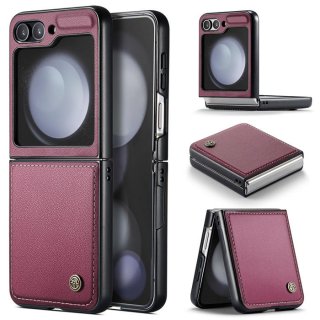 CaseMe Samsung Galaxy Z Flip5 Litchi skin PU Leather Case Red