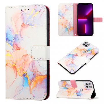 Marble Pattern Motorola One 5G Ace Wallet Stand Case Marble White