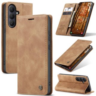 CaseMe Samsung Galaxy S26 Plus Wallet Magnetic Suede Leather Case Brown