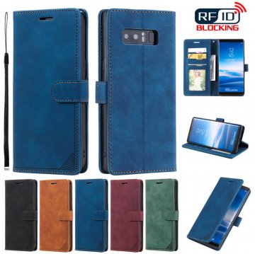 Samsung Galaxy Note 8 Wallet RFID Blocking Kickstand Case Blue