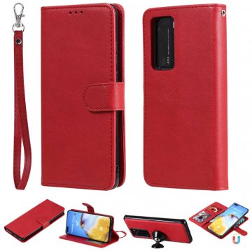 Huawei P40 Pro Wallet Detachable 2 in 1 Stand Case Red