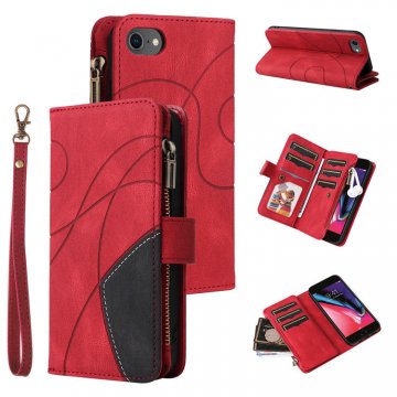 iPhone 7/8/SE2 2020/SE3 2022 Zipper Wallet Magnetic Stand Case Red