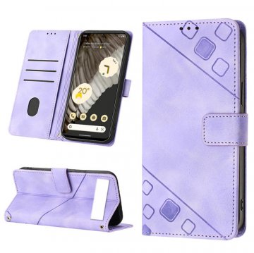 Skin-friendly Google Pixel 7A Wallet Stand Case with Wrist Strap Purple