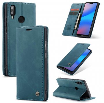 CaseMe Huawei P20 Lite Wallet Stand Magnetic Flip Case Blue
