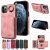 For iPhone 11 Pro Max Card Holder Ring Kickstand Case Pink