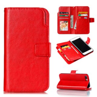 iPhone 7 Plus/8 Plus Wallet 9 Card Slots Stand Leather Case Red