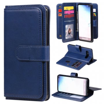 Samsung Galaxy S10 Multi-function 10 Card Slots Wallet Case Dark Blue