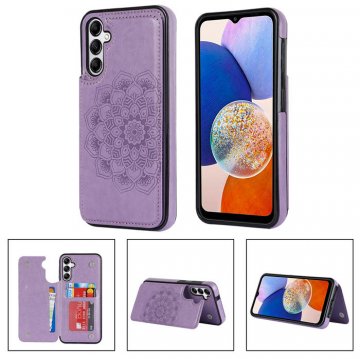 Mandala Embossed Samsung Galaxy A54 Case with Card Holder Purple