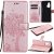 Motorola Edge Plus Embossed Tree Cat Butterfly Wallet Stand Case Rose Gold