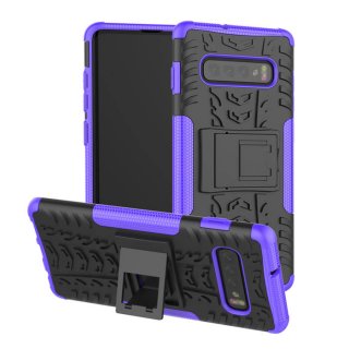 Samsung Galaxy S10 Plus Hybrid Rugged PC + TPU Kickstand Case Purple