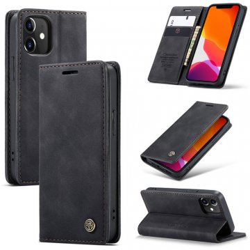 CaseMe iPhone 12 Wallet Kickstand Magnetic Flip Leather Case Black
