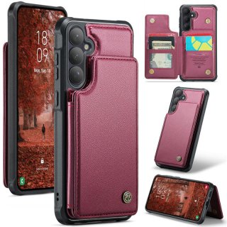 CaseMe Samsung Galaxy S26 Plus RFID Blocking Card Holder Case with Kickstand Red