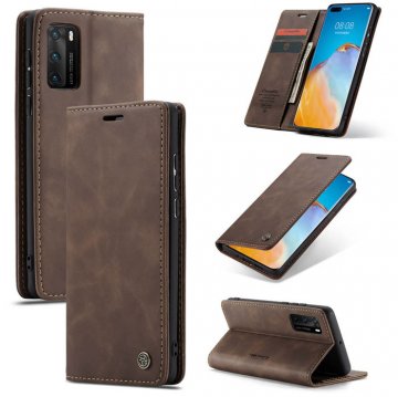 CaseMe Huawei P40 Wallet Kickstand Magnetic Flip Leather Case Coffee