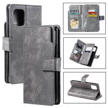 Samsung Galaxy A42 5G Wallet 9 Card Slots Magnetic Case Gray