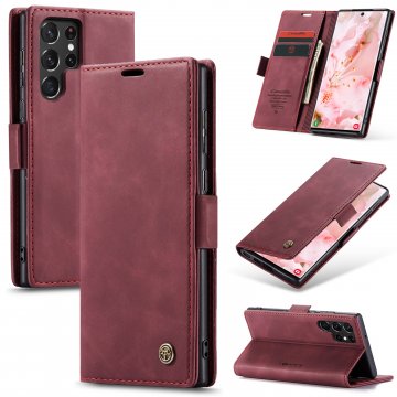CaseMe Samsung Galaxy S22 Ultra Wallet Magnetic Case Red