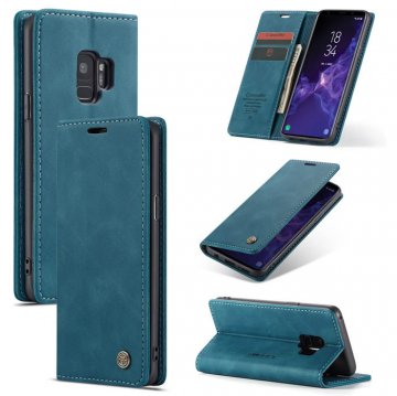 CaseMe Samsung Galaxy S9 Wallet Magnetic Stand Case Blue