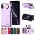 For iPhone XR Card Holder Ring Kickstand PU Leather Case Purple