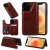 iPhone 12 Pro Luxury Bee and Cat Magnetic Card Slots Stand Cover Brown