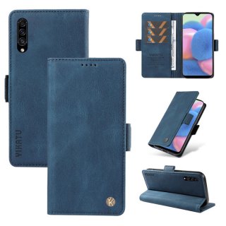 YIKATU Samsung Galaxy A50 Skin-touch Wallet Kickstand Case Blue