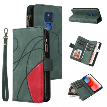 Moto G Play 2021 Zipper Wallet Magnetic Stand Case Green