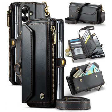 CaseMe Samsung Galaxy Z Fold8 Ultra RFID Wallet Case with Crossbody Strap, Zipper Pocket & Wireless Charging Black