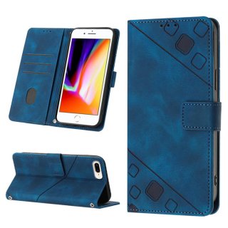 Skin-friendly iPhone 8 Plus/7 Plus Wallet Stand Case with Wrist Strap Blue