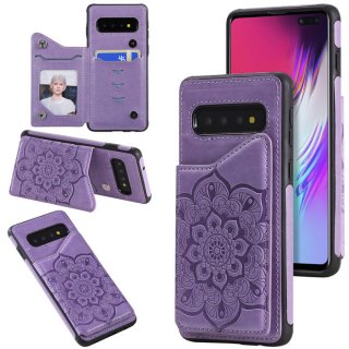 Samsung Galaxy S10 5G Embossed Wallet Magnetic Stand Case Purple