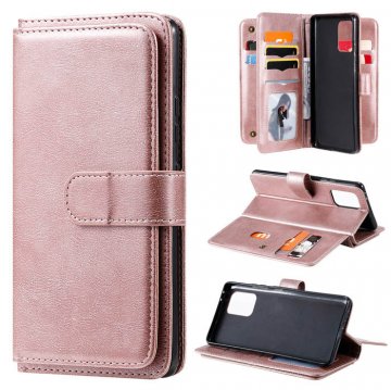 Samsung Galaxy A91/S10 Lite Multi-function 10 Card Slots Wallet Case Rose Gold