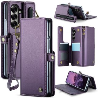 CaseMe Samsung Galaxy Z Fold7 Magnetic Wallet Case with RFID Blocking & Kickstand Purple