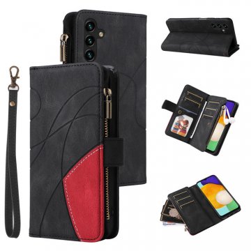 Samsung Galaxy A13 5G Zipper Wallet Magnetic Stand Case Black
