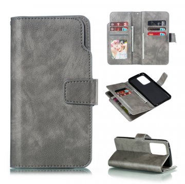 Samsung Galaxy S20 Plus Wallet 9 Card Slots Magnetic Stand Case Gray