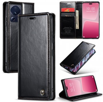 CaseMe Xiaomi 13 Lite Luxury Wallet Kickstand Magnetic Flip Case Black