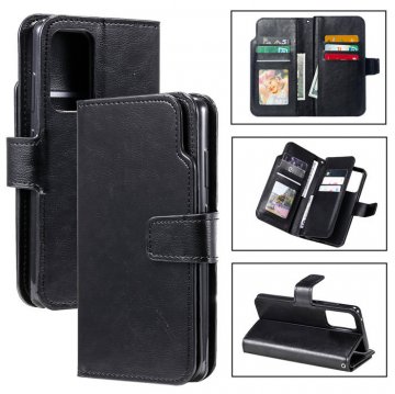 Samsung Galaxy A72 Wallet 9 Card Slots Magnetic Case Black