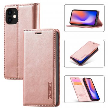 LC.IMEEKE iPhone 12 Mini Wallet Kickstand Magnetic Case Rose Gold