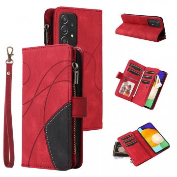 Samsung Galaxy A52 5G Zipper Wallet Magnetic Stand Case Red