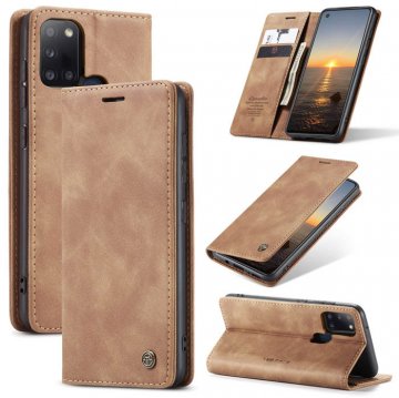 CaseMe Samsung Galaxy A21S Wallet Kickstand Flip Case Brown