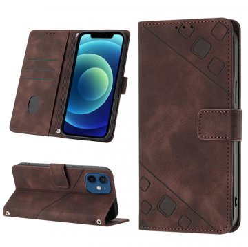 Skin-friendly iPhone 12/12 Pro Wallet Stand Case with Wrist Strap Coffee