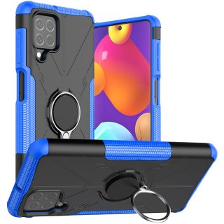 Samsung Galaxy F62 Hybrid Rugged Ring Kickstand Case Blue