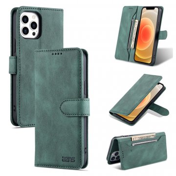 AZNS iPhone 12 Pro Max Vintage Wallet Magnetic Kickstand Case Green