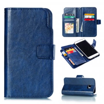 Samsung Galaxy S7 Edge Wallet 9 Card Slots Stand Case Blue