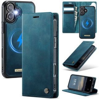 CaseMe iPhone 16 Plus 2-in-1 Magnetic Wallet Case – Wireless Charging & RFID Blocking Blue