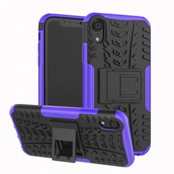 Hybrid Rugged iPhone XR Kickstand Shockproof Case Purple