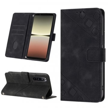 Skin-friendly Sony Xperia 5 IV Wallet Stand Case with Wrist Strap Black