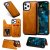 iPhone 12 Pro Max Luxury Leather Magnetic Card Slots Stand Cover Brown