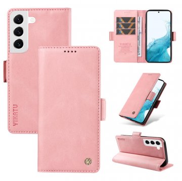 YIKATU Samsung Galaxy S21 FE Skin-touch Wallet Kickstand Case Pink