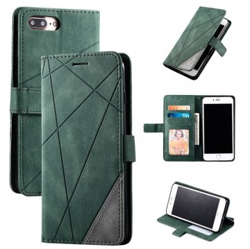 iPhone 7 Plus/8 Plus Wallet Splicing Kickstand PU Leather Case Green