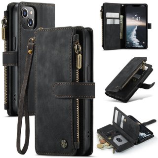 CaseMe iPhone 14 Wallet Magnetic Case with Wrist Strap Black